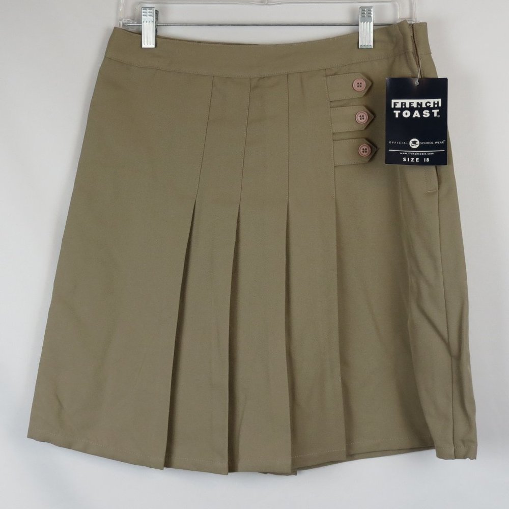 French Toast Girls School Uniform Beige Pleated Skort Zipper Closure